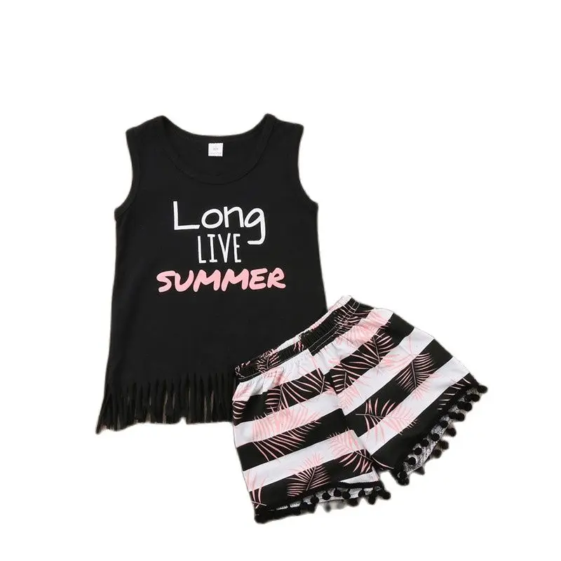 Комплект летней одежды для маленьких девочек 3 шт. жилет топ + шорты с цветочным принтом и повязка на голову