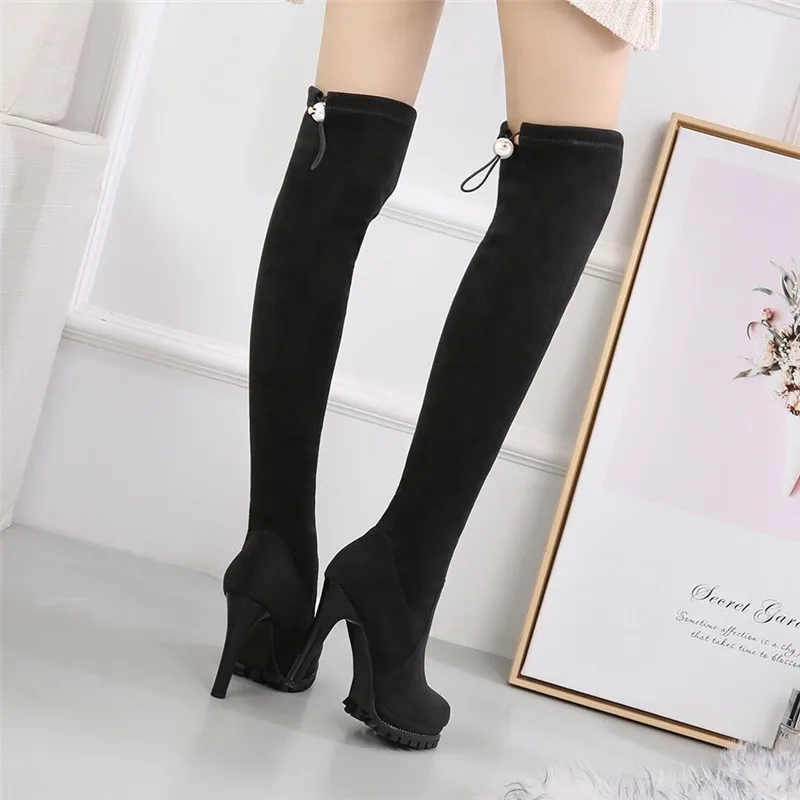 Высокие Сапоги выше колена женские сапоги на тонком каблуке в европейском и