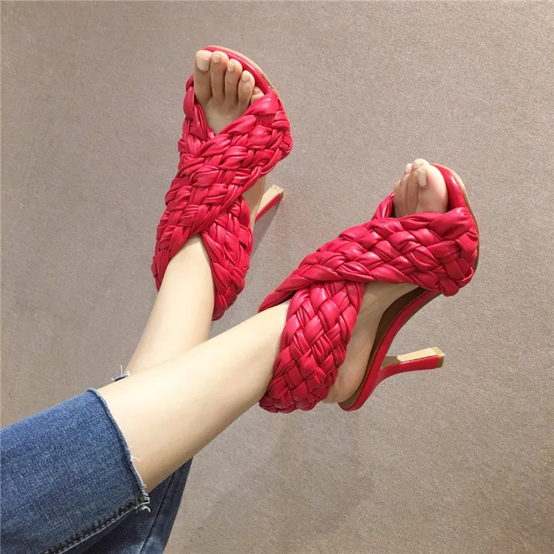 

Women's Sandals Summer New Style Sexy Fabric Sandals Summer Open-toed High Heels Fashion Slippers Ladies Gladiator Sandals
