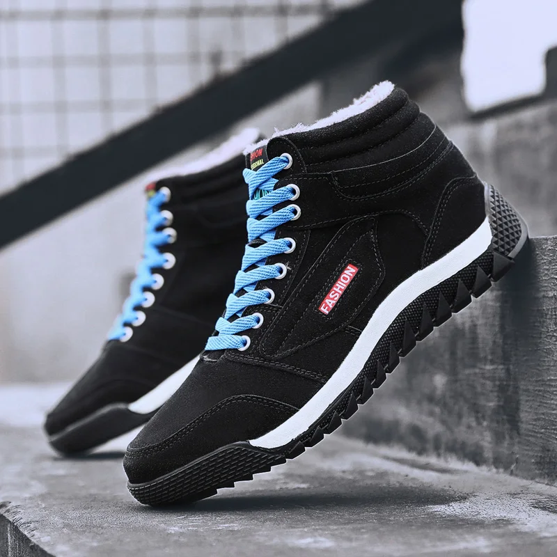 New winter cotton shoes men's high fashion plus velvet warm boots outdoor non-slip waterproof versatile wear casual |