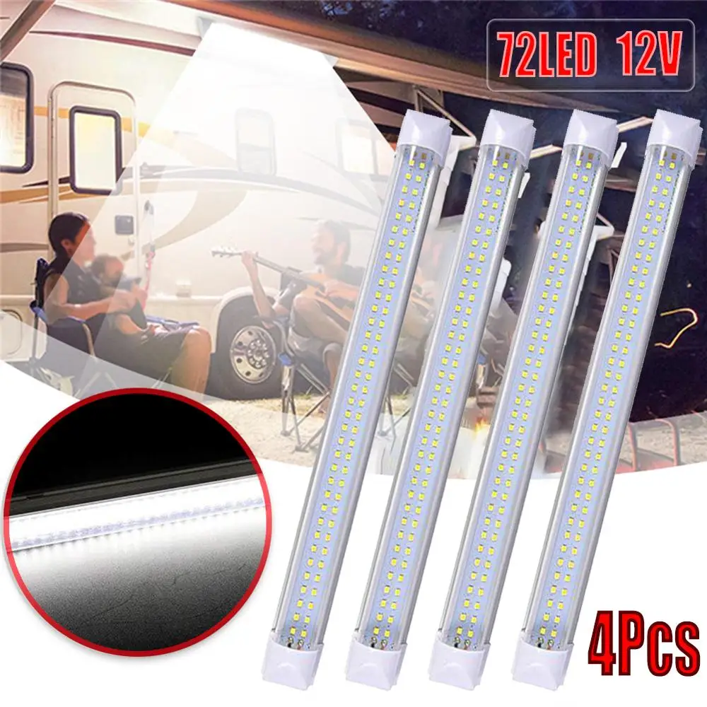 

4X 72 LED Interior Light Strip Bar Car Van Bus Caravan ON/OFF Switch 12V VOLT White Light High Quality Universal Interior Light