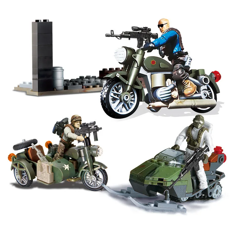 Mega Bloks Military Figures PUBG Soldiers Motorcycle Weapon Pack Gun Bunker Bricks Game Model Building Blocks Toys for Children | Игрушки и