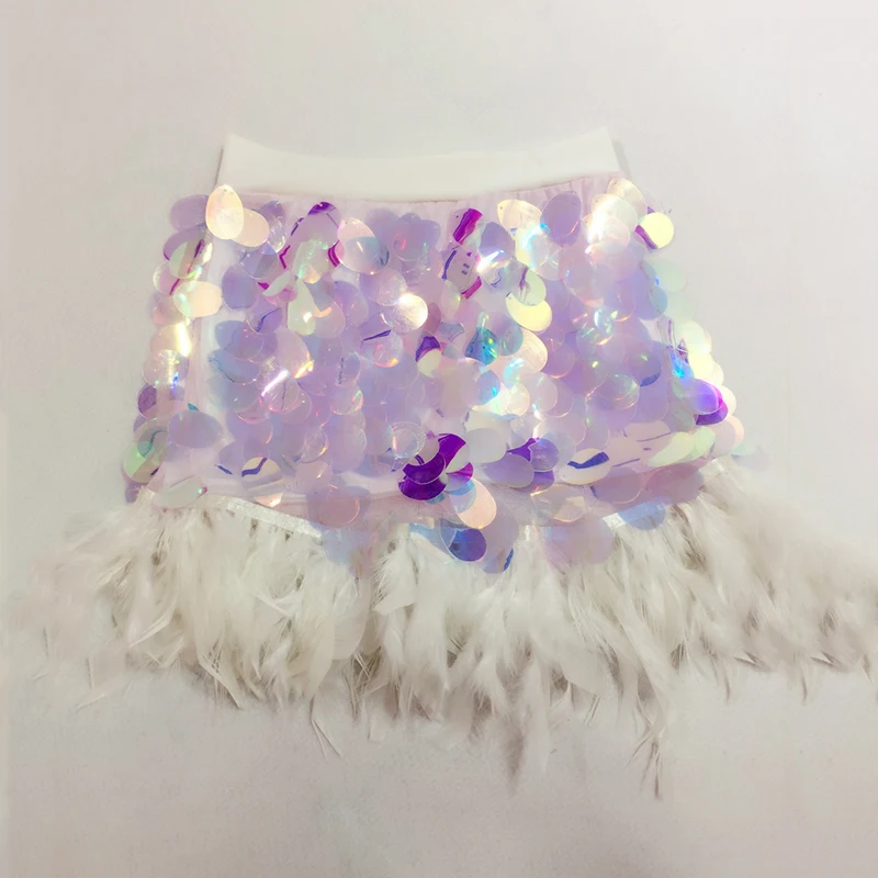 Блестящая голографическая юбка с блестками эластичная резинка на талии пэтчворк