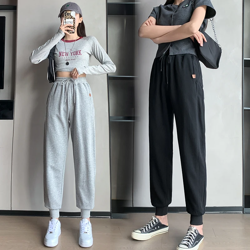 

Casual Sports Pants for Women Spring and Autumn 2021 New High Waist Loose Thin Straight Slimming High Versatile Ankle-Banded