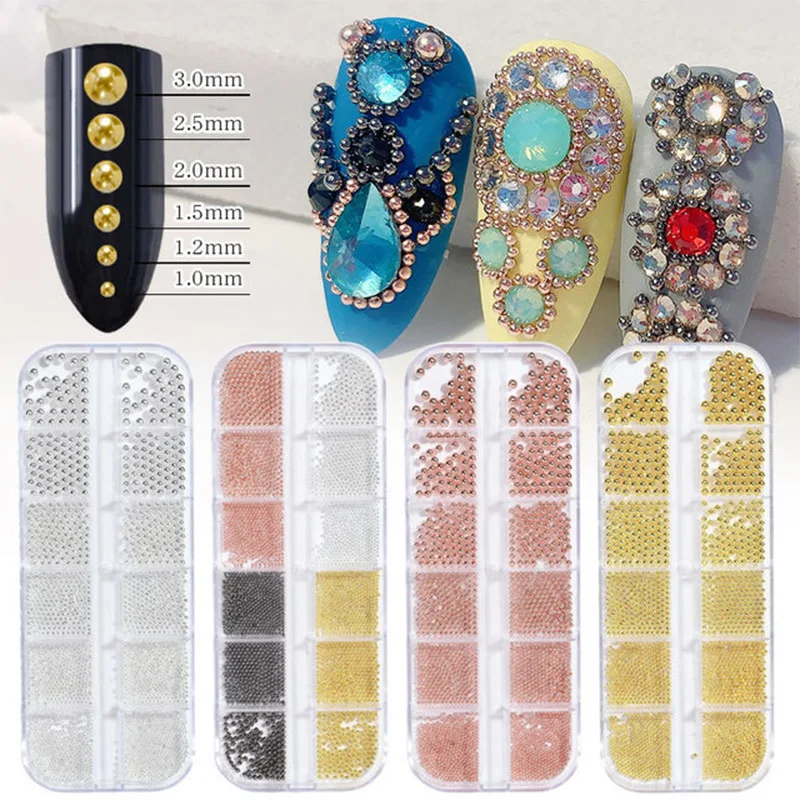 

Beads Decoration Rose Gold Nail Magnetic Ballshotfix Rhinestones Hybrid Accessories Beaded Caviar Beads Tips Heart Pearl Metal