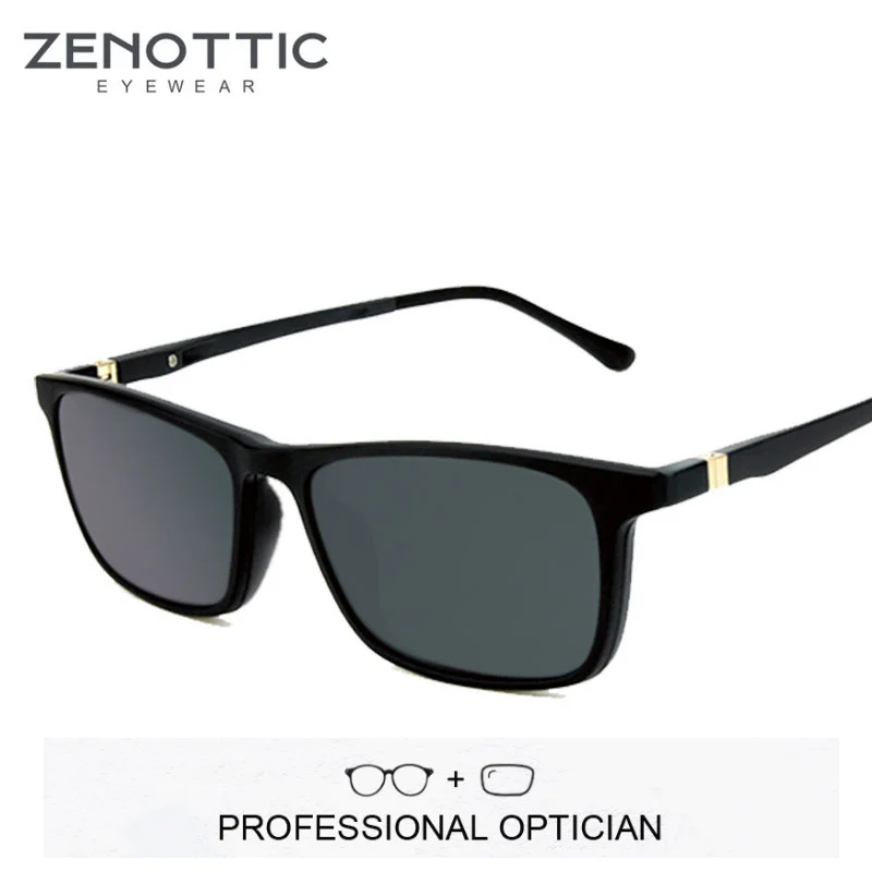 

ZENOTTIC Prescription Sunglasses Men Square Optical Myopia Progressive Eyeglasses Women Polarized Magnet Clip on Sun Glasses