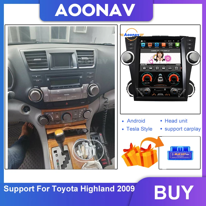 

Car Radio 2 Din Android Tesla Vertical Screen GPS Navigation For TOYOTA Highlander 2009 Stereo Receiver Multimedia Player