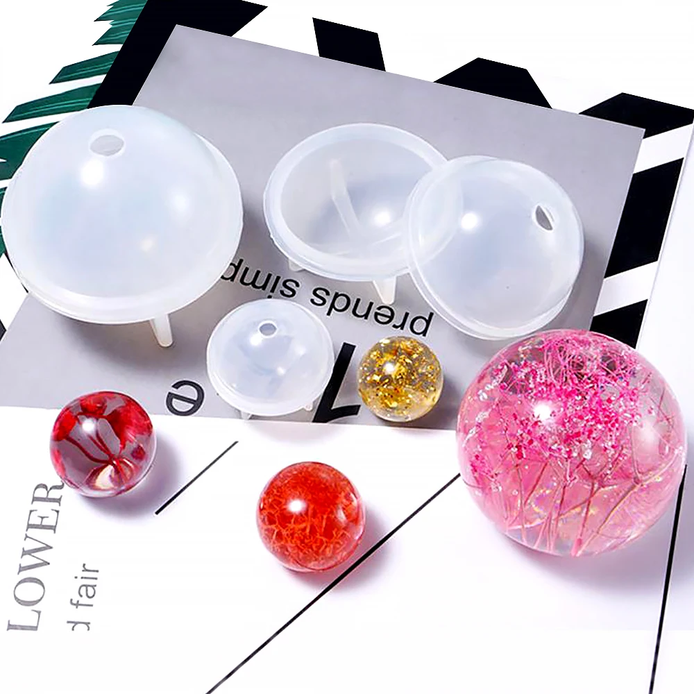 

1pc 2/3/4/5/6cm Stereo spheric DIY Spherical crystal drop mold round ball jewelry starry sky cosmic ball 3D Mirror silicone mold
