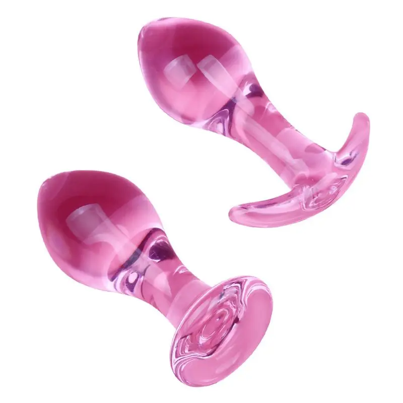 Розовая стеклянная Анальная пробка Кристальный g-точечный массажный