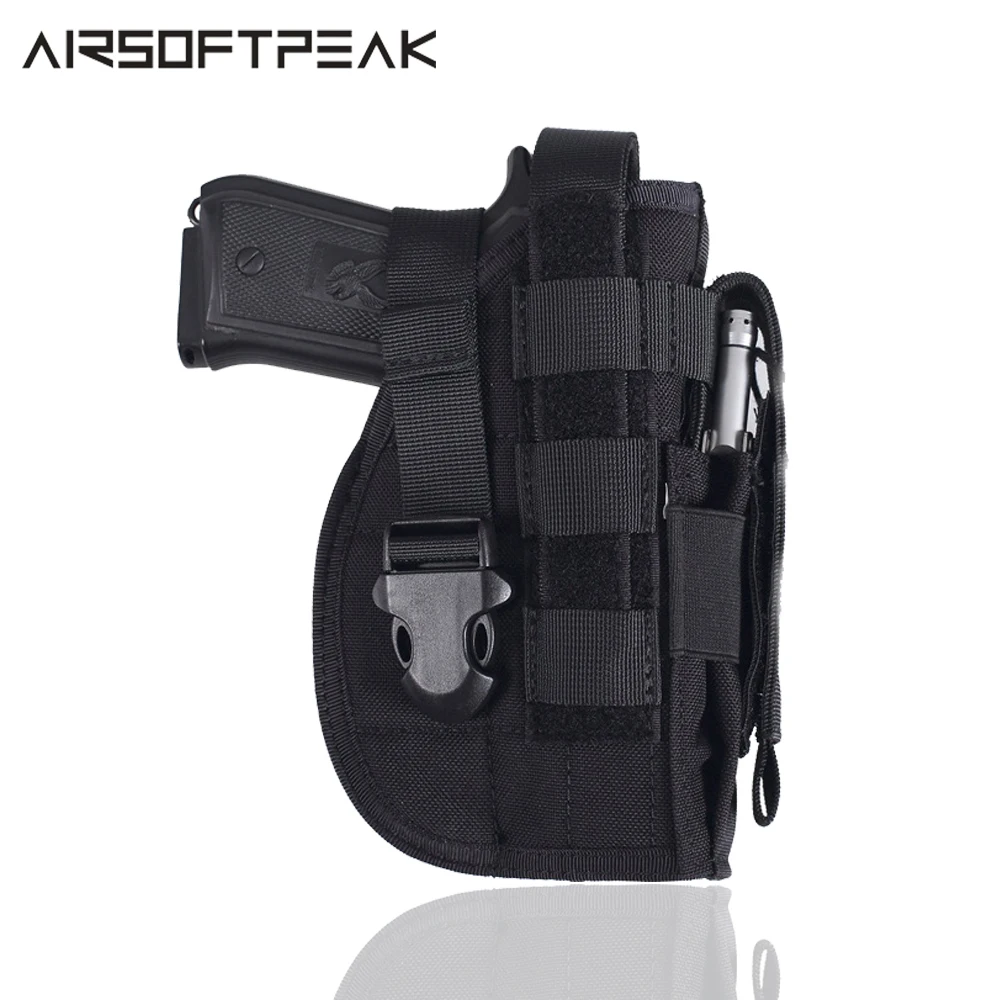 

600D Tactical Molle Pistol Holster for Right Hand Adjustable Hand Gun Carrier Case with Magazine Pouch for 9mm 1911 45 92 96