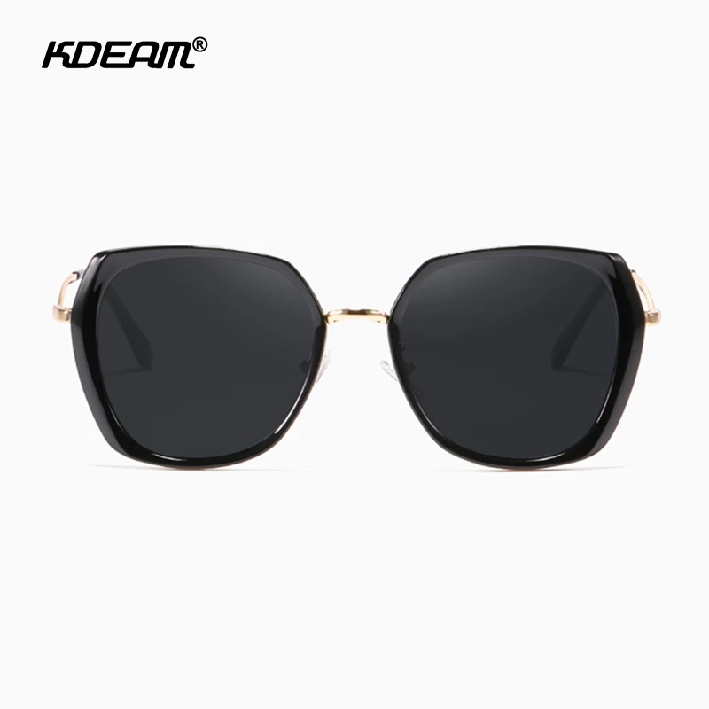 Женские солнцезащитные очки с поляризацией KDEAM розовые большого размера со