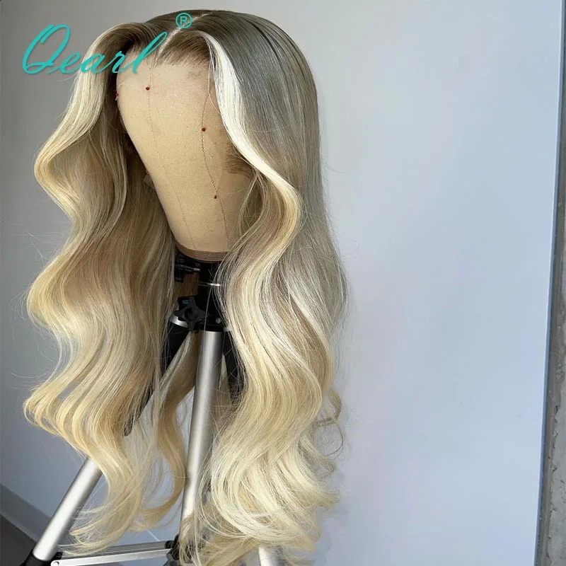 

Ash Blonde Lace Front Wig 13x4/13x6 Loose Wave Human Hair Frontal Wig Transparent Pre Plucked Remy Hair Glueless Lace 180% Qearl