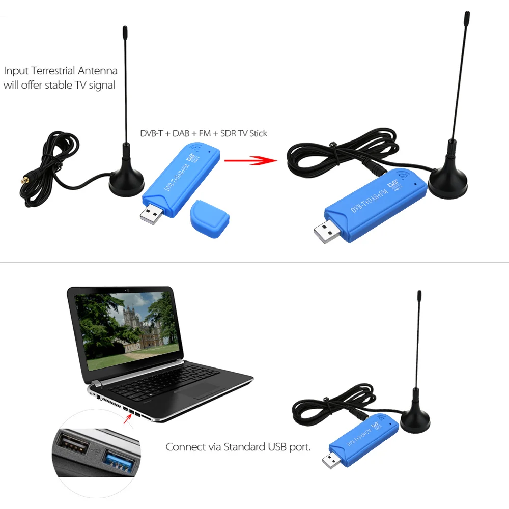 ТВ приставка Мини Портативный цифровой USB 2 0 DVB T + DAB FM RTL2832U FC0012 Поддержка SDR тюнер