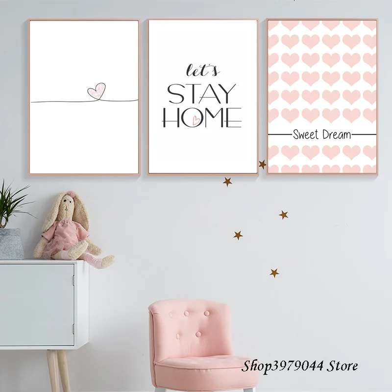 Милые мечты цитаты постер Северное розовое сердце рисунок принт для детской