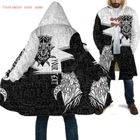 customize your name viking style cloak skoll and hati 3d printed hoodie cloak men women winter fleece wind breaker warm cloak