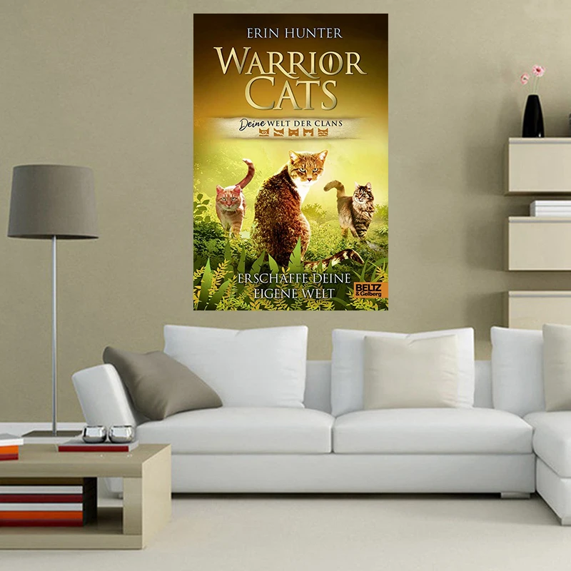 Постер в скандинавском стиле с мультяшным изображением нового воина кошки