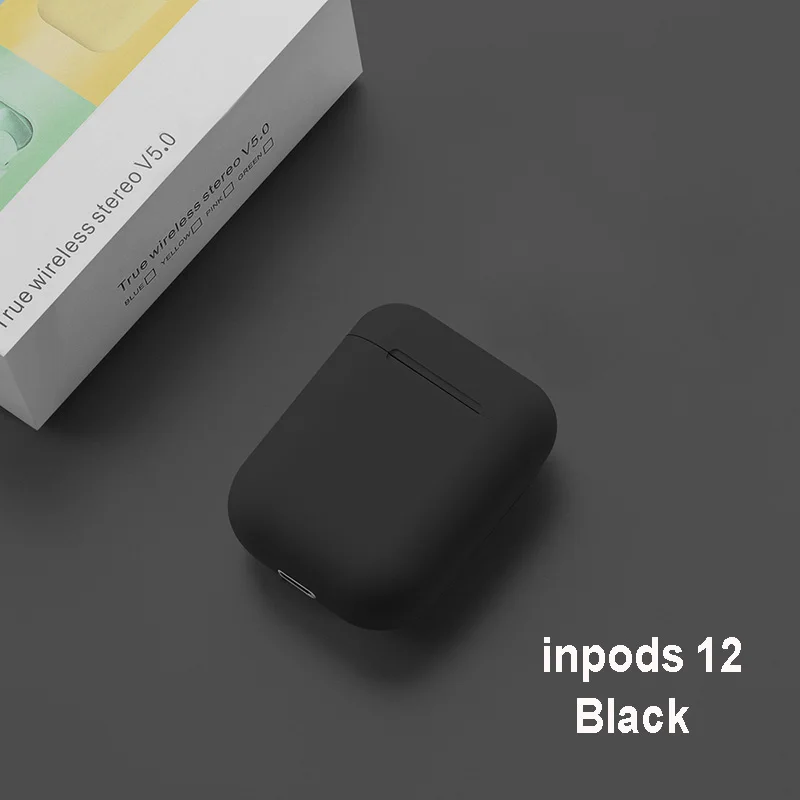 Inpods 12 наушники i7s i9s i11 i12 Tws беспроводные Bluetooth наушники гарнитура Прямая поставка - Цвет: Matte Black