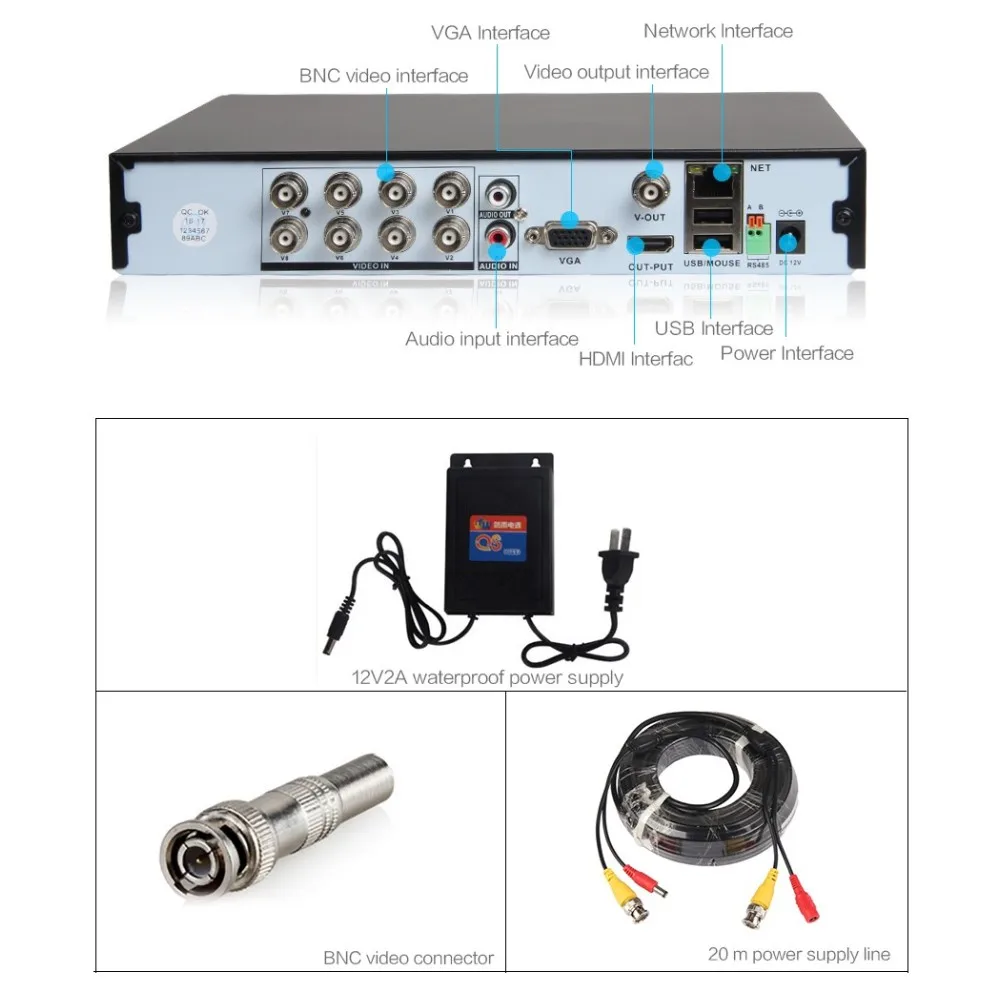 LS AKA2 1080P 8CH AHD DVR комплекты 8 канальная система CCTV Водонепроницаемая ночного