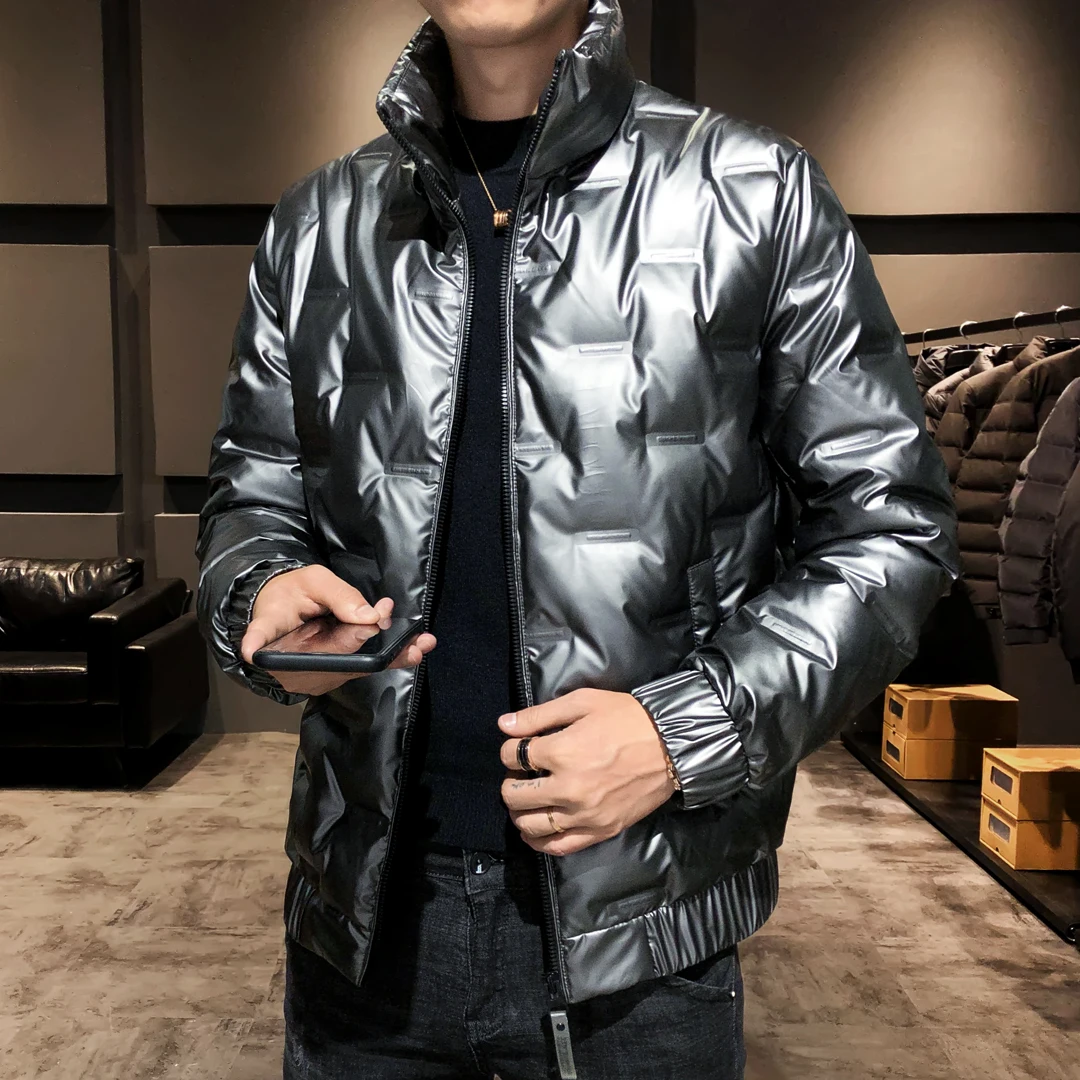 Мужская зимняя куртка блестящая парка утепленная 2021 | одежда
