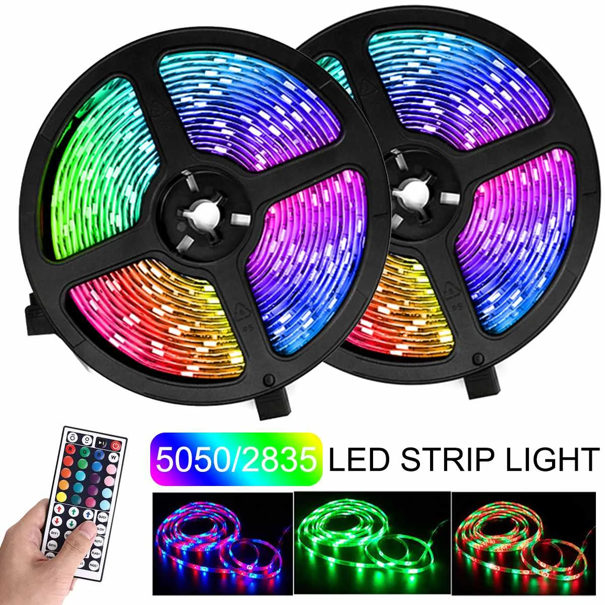 

2PCS RGB LED Strip 10M 5050/2835 12V RGB Lights Flexible Tape 44-Key bluetooth Remote Control EU Plug/AU Plug/UK Plug/US Plug