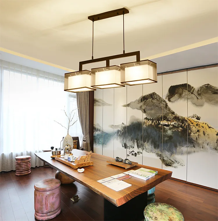 売る 3つのヘッドを備えた中国のレストランまたはバーの吊り下げ式ランプ,アールデコ調のデザイン,室内照明,装飾的なシーリングライト