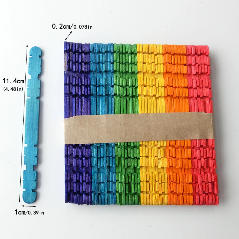 50 Pcs/Set Wooden Popsicle Sticks Natural Wood Colored Ice Cream Kids DIY Hand Crafts Art Toys Cake Tools | Дом и сад