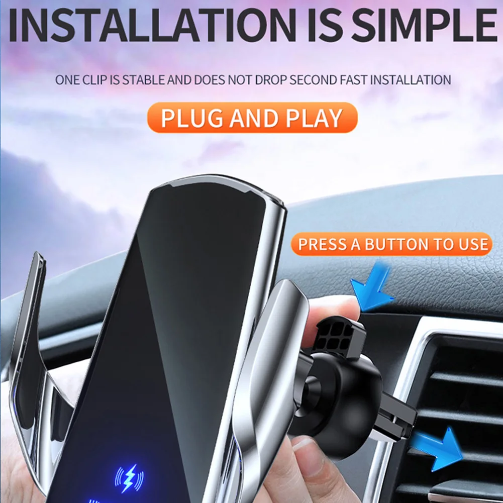 automatic clamping 15w wireless charger car holder smart infrared sensor air vent mount mobile phone bracket stand free global shipping