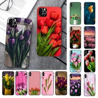tulip flower phone case for iphone 13 11 12 pro xs max 8 7 6 6s plus x 5 5s se 2020 xr case