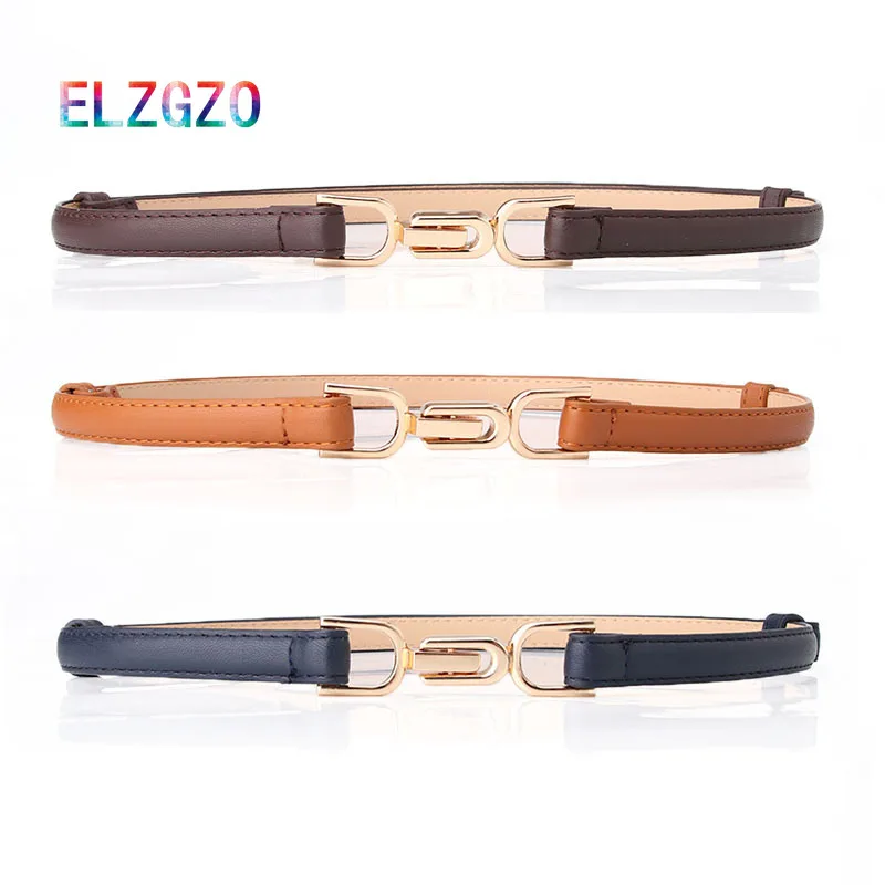 

ELEGZO New Style Women's Belt Fashion Solid Color Skirt Belt Female PU Leather Hot Selling Thin Waistband