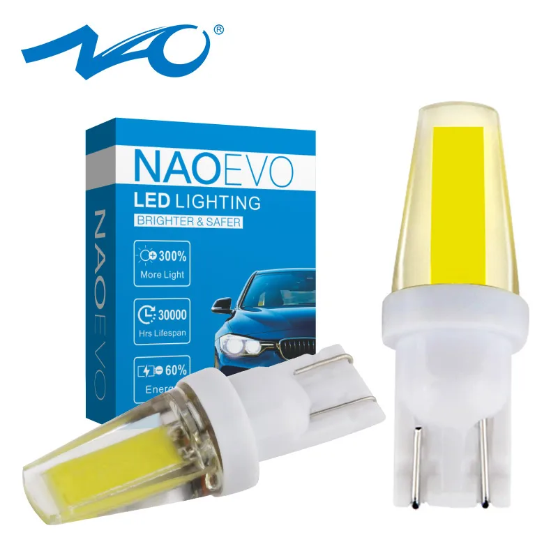 NAO T10 W5W светодиодный Авто 12V внутренний свет 1W 194 светодиодный светильник 350LM 168 автомобильный Стайлинг для купольного индикатора номерного знака Лампа Супер яркая
