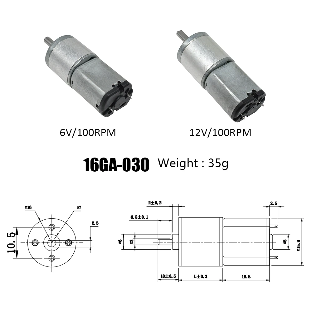 16GA-030 DC 6V 12V Gear Motor Electric High Torque 30 60 100 150 200 300 RPM | Обустройство дома