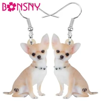 bonsny acrylic chihuahua dog earrings animal drop dangle jewelry for women girls teen kid party charm trendy hot sale gift bulk