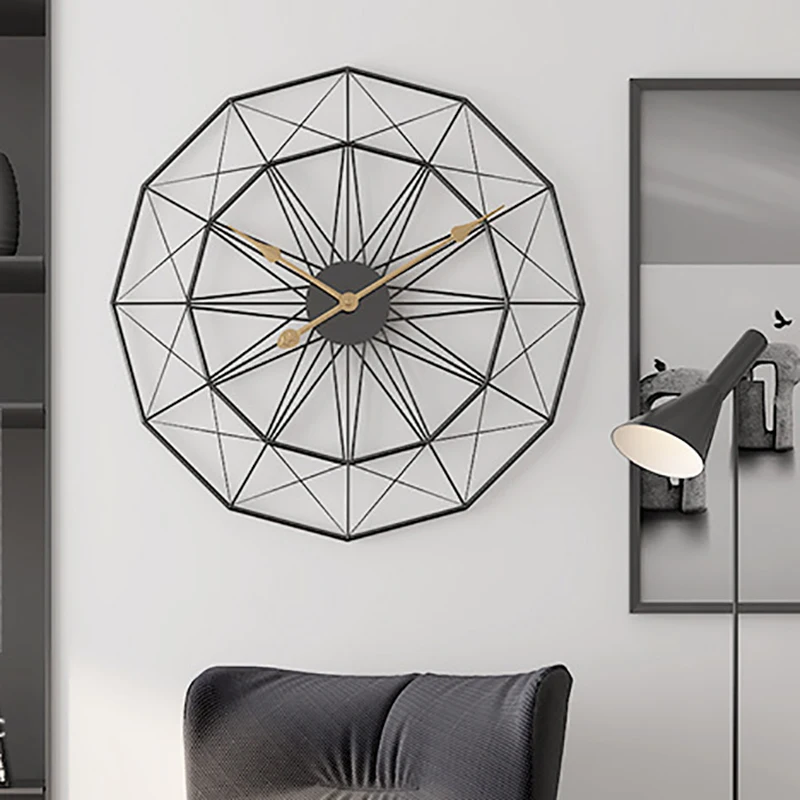 

50cm Retro Nordic Type Iron Art Large Silent Hanging Wall Clock Mute Hanger Clocks Home Living Room Bedroom Decor New
