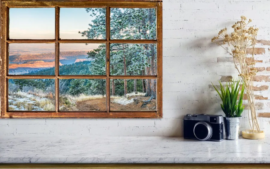 3D окно рамка Зимний лес искусство окна обои роспись детская спальня Сделай Сам