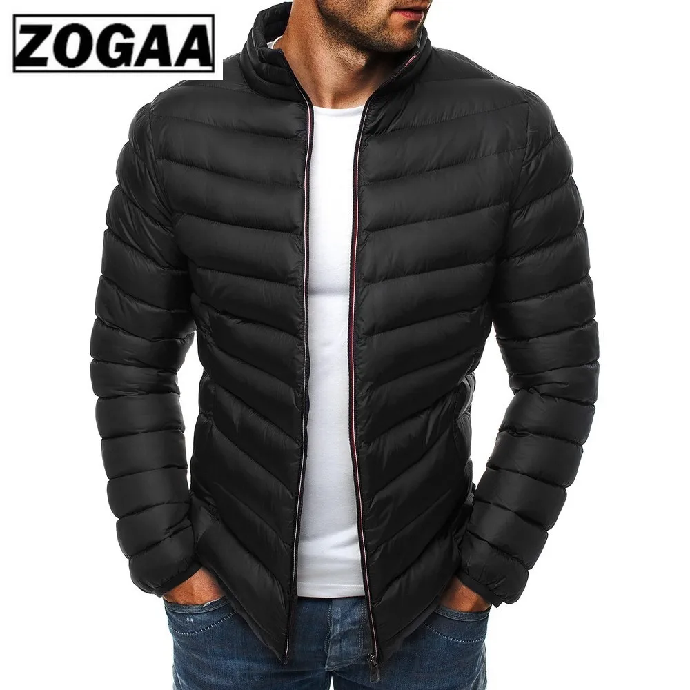 ZOGAA мужские парки 2019 весенне зимняя куртка Повседневная пуховая однотонная на