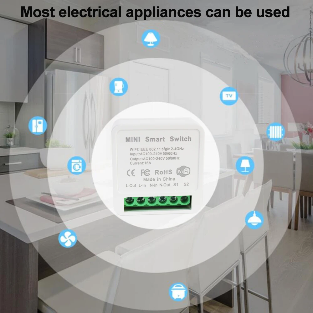 Смарт выключатель Tuya Mini 16 А с поддержкой Wi Fi и Alexa Google|Выключатели| |