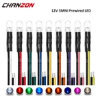 Комплект светодиодных диодов 12 В, 5 мм, теплый белый, красный, зеленый, синий, желтый, оранжевый, УФ, фиолетовый, розовый, Предварительно Проводные, 5, 9, 12 В, светоизлучающие индикаторы, радиоуправляемая лампа