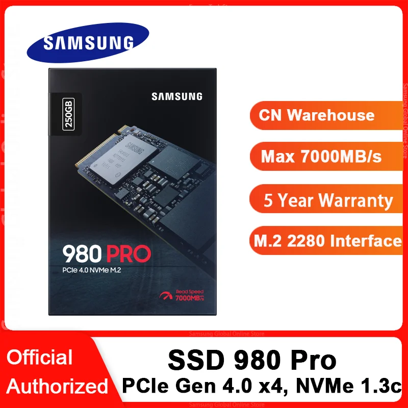 Внутренний твердотельный диск SAMSUNG SSD 980 PRO M.2 250 ГБ 500 1 ТБ M2 2280 PCIe Gen 4 0x4 NVMe 1.3c |