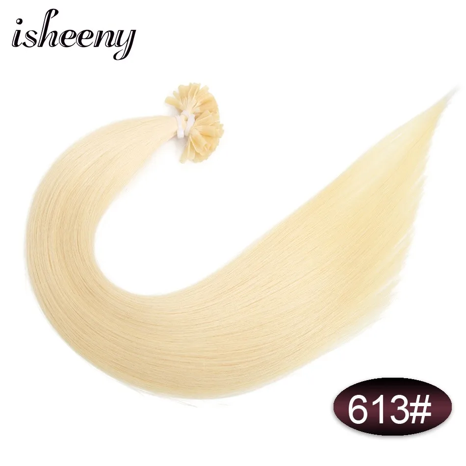 #613 Isheeny 1" 18" 2" 22" 2" Remy волосы для наращивания Кератин U Совет волос шелковистые прямые предварительно связывание человеческих волос Natural 50 шт - Цвет: #613