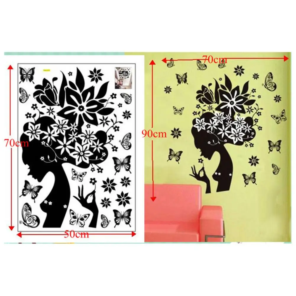 Настенная Наклейка с цветами бабочками девушками креативное украшение для