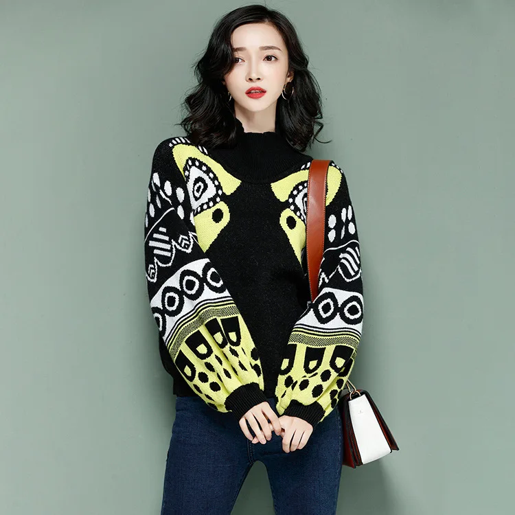 Women's Sweater Autumn and Winter Female Long Sleeve Pullovers Knit O Neck Womens Sweaters Lantern Oversized | Женская одежда