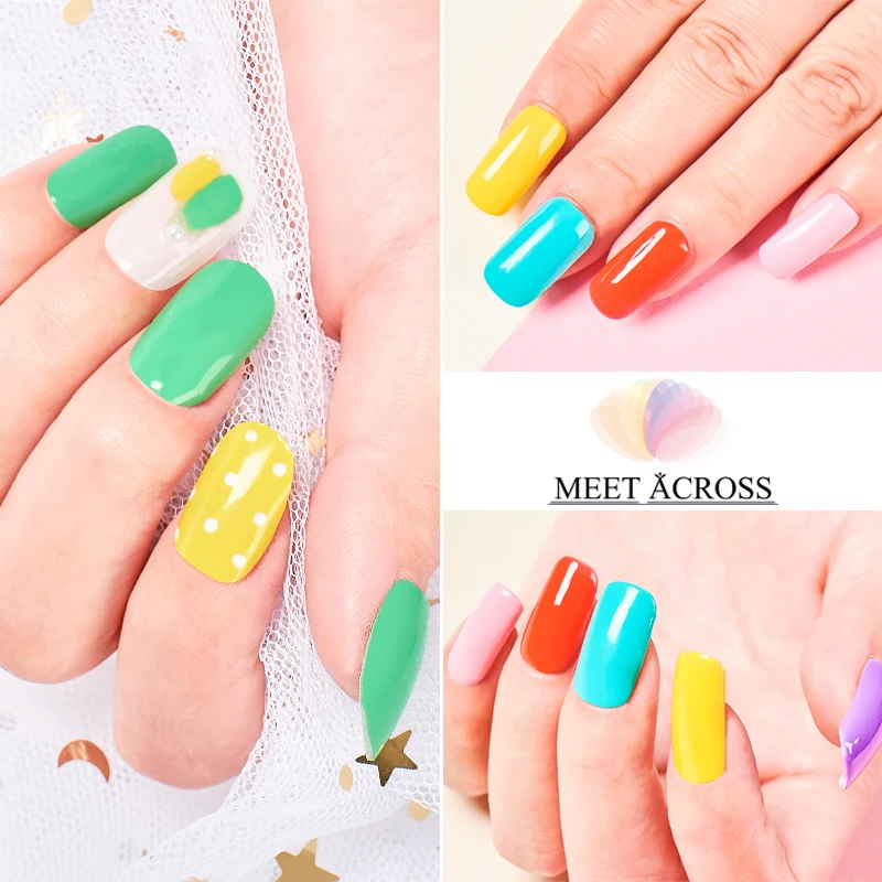 MEET ACROSS 8 мл набор гель лаков для ногтей 10Pc и бесплатное базовое покрытие