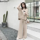 Костюм женский трикотажный из кашемира и брюк с широкими штанинами