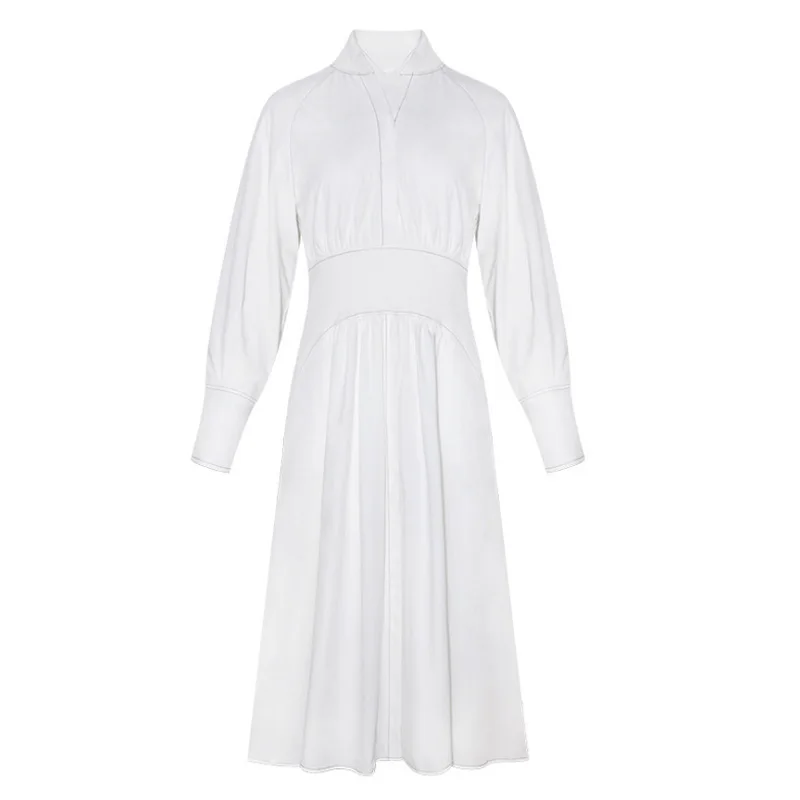 

Женское осеннее платье с V-образным вырезом и длинным рукавом