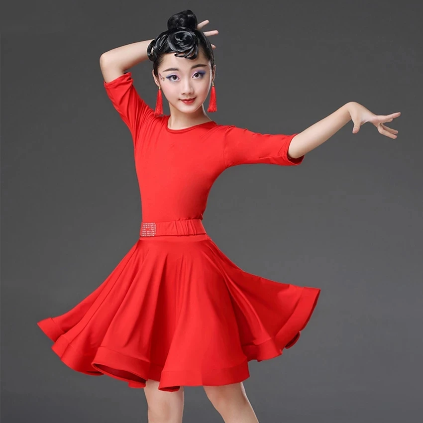 2022 New Children's Velvet Latin Dance Dresses Ballroom Tango Salsa Costume Rumba Cha Skirt For Kids Girls Dancewear | Тематическая