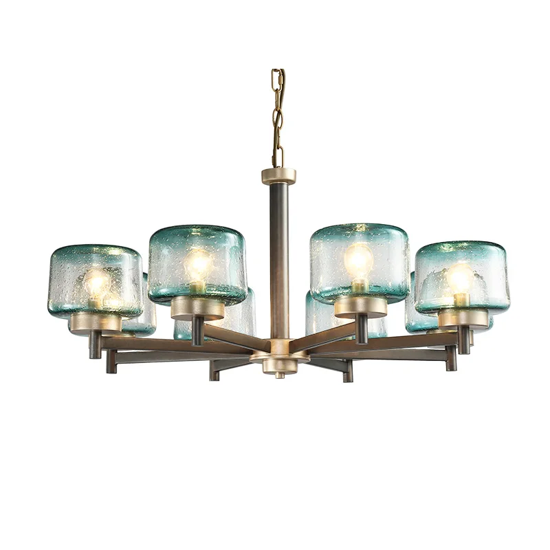 Современный синий градиент/прозрачный Стекло оттенки E14 светодиодная люстра