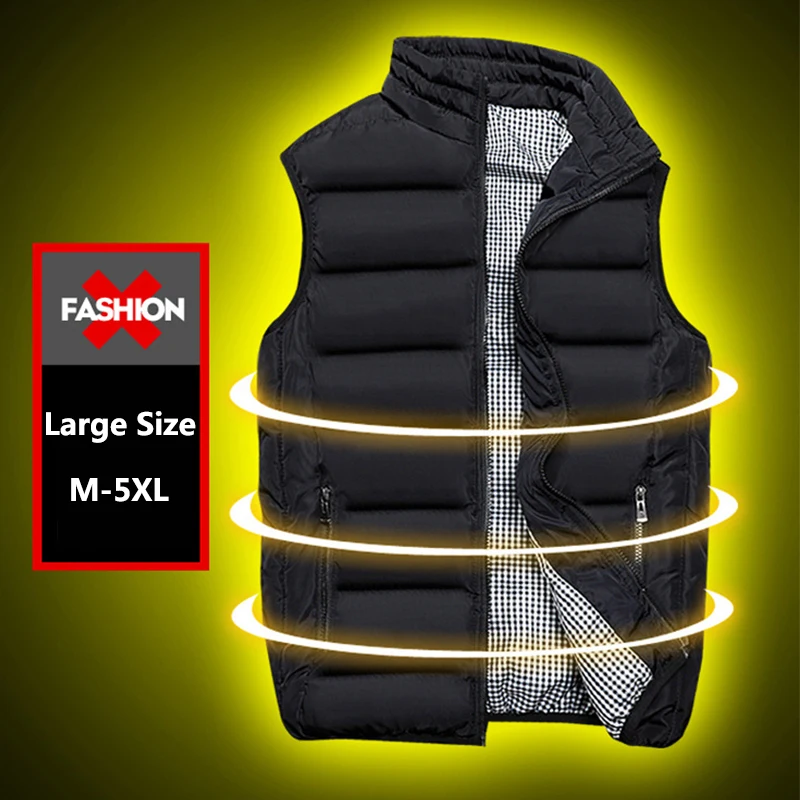 Мужская Уличная осенне-зимняя пуховая хлопковая жилетка плотный теплый