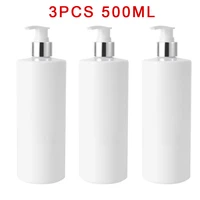 3pcs 500ml pet white plastic empty pump bottles refillable shampoo bottles with pump dispensers shampoo and bath bottle filling