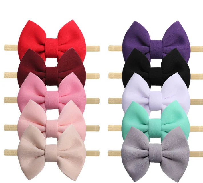 Банты для волос 30 шт./лот нейлоновые повязки на голову 4 дюйма мягкие однотонные