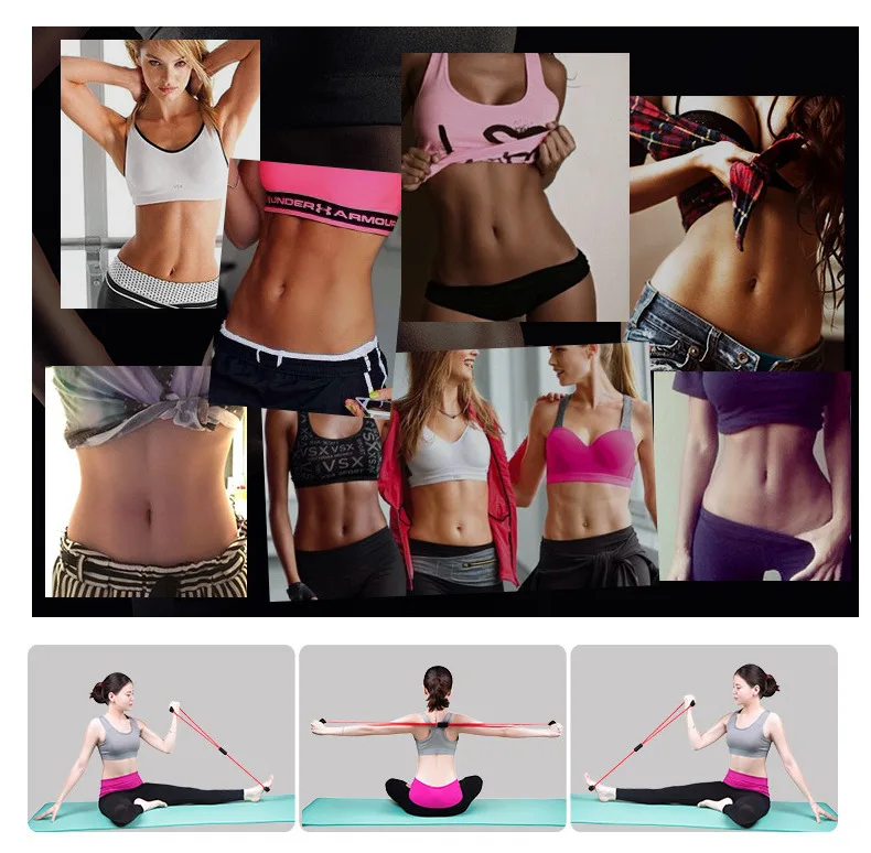 8 Kata Resistensi Band Set Yoga Pilates Latihan Fitness Latihan Band Tabung Amerika Serikat